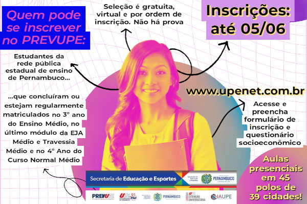 No momento, você está visualizando Cursinho gratuito Prevupe 2022 oferece 10 mil vagas em Pernambuco